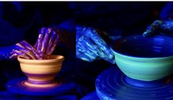 The image for NEW! GLOW N THE DARK BLACKLIGHT NEON 1X POTTERY CLASS Wheel Throwing & Hand Building click for info
