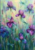 The image for $40 NEW Irises & Dragonflies -choose your own colors 4-5:30pm