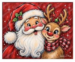 The image for $40 NEW Santa & Rudolph -choose your own colors 7-8:30pm